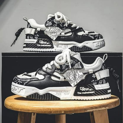 Fashion Skate Shoes Men's Sneakers Breathable Running Shoes Outdoor Mesh Casual Shoes Men's Lace-Up Vulcanized Shoes Zapatillas