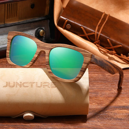 JUNCTURE Fashion Bamboo Wood Vintage Square Sunglasses Men Women Luxury Brand Designer Sun Glasses Wooden Driving UV400 Eyewear