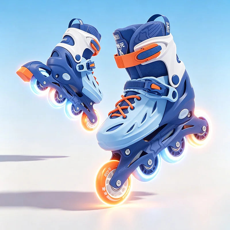 Inline Skates Boy Black Adjustable Size Pink Girl Children Sports Rollerblades High Speed New LED Light-Up Professional
