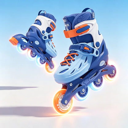 Inline Skates Boy Black Adjustable Size Pink Girl Children Sports Rollerblades High Speed New LED Light-Up Professional