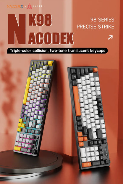 AJAZZ NK98 Wired Mechanical Keyboard: Full-Key Hot-Swap, 98-Key Layout for Precise Performance; Wired, Stable Control, Multi-System Compatibility; Windows Vista/XP/7/8/10/17, Mac: Wired connection for stable control and low latency