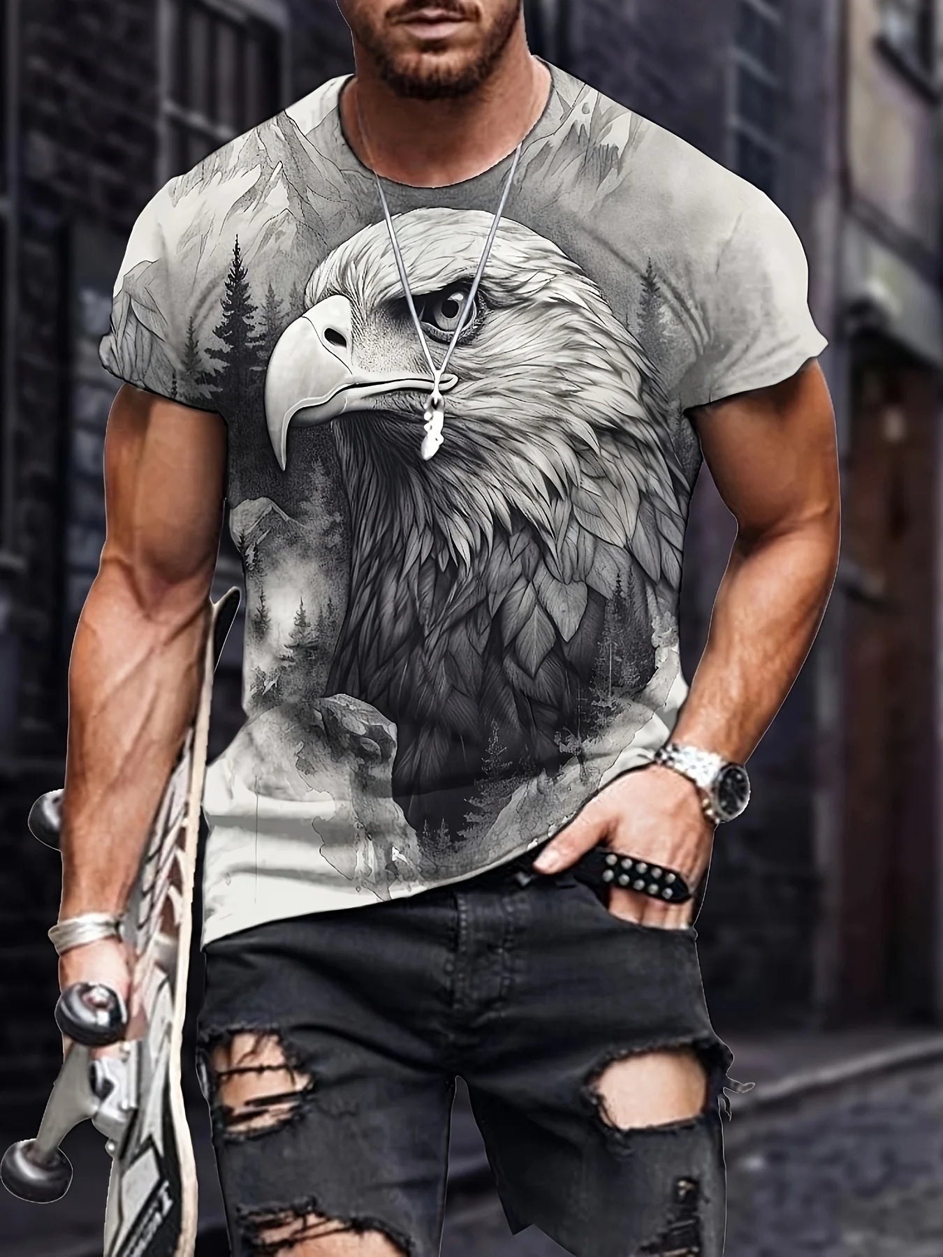 Fashion Eagle Graphic T-Shirts Luxury T-Shirt Summer Men's T-Shirts Casual Tops Short Sleeve T-Shirt 3D Printing Men’s Clothing
