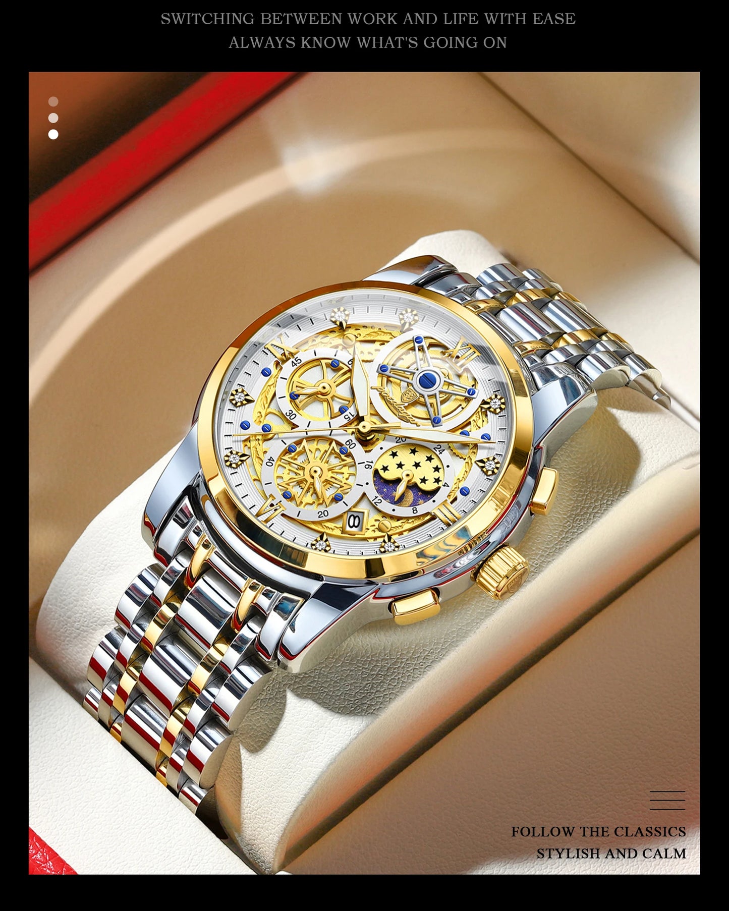 POEDAGAR Top Fashion Men's Watches Stainless Steel Date Chronograph Business Quartz Men Wristwatch Waterproof Luminous Man Watch