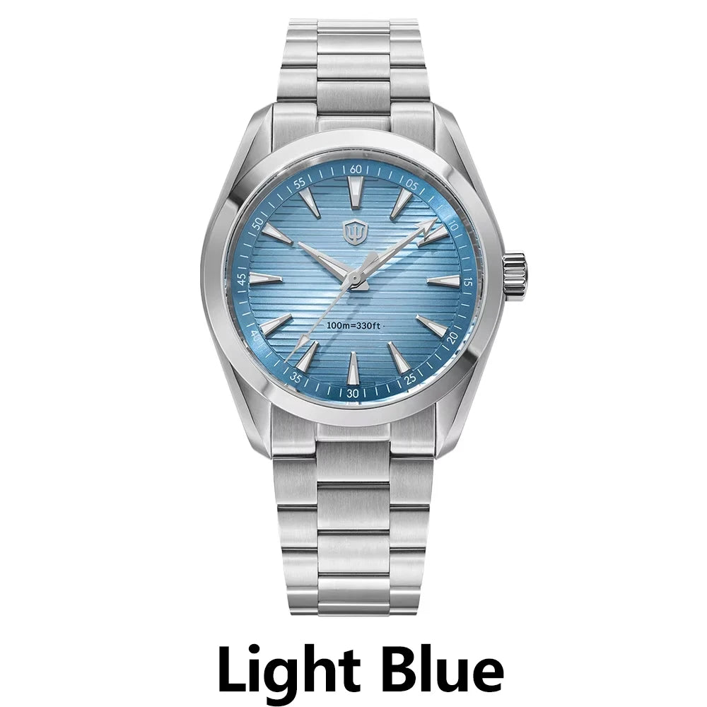 Ρολόι Watchdives WD0006, μηχανισμός VH31 με ομαλή κίνηση του δευτερολέπτου, κυρτό ζαφειρένιο κρύσταλλο, φωταυγές επίστρωμα BGW9, αδιάβροχο έως 10 bar, 38 mm, vintage στυλ