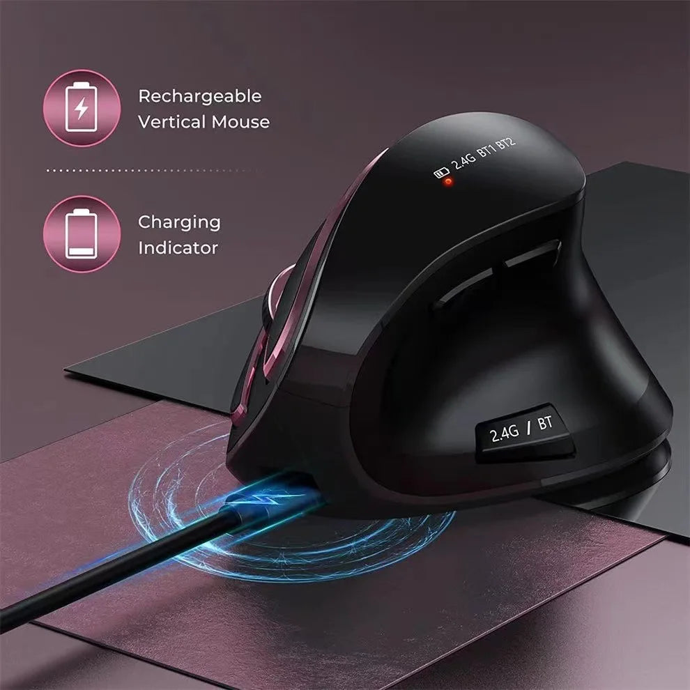 Original IHOYI Bluetooth Vertical Mouse Wireless USB2.4 the Third Mock Examination Charging Human Laptop Desktop Mouse Mute