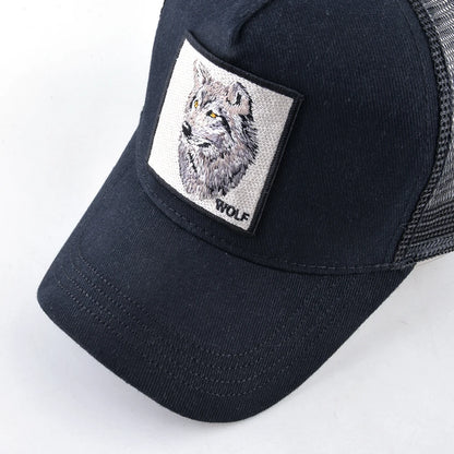 Modebaseballkasket med broderet ulve-patch, snapback, hiphop-trucker-kasket, til mænd og kvinder, udendørs, åndbar kasket med skygge