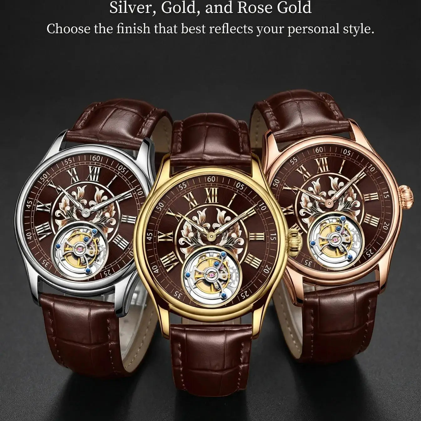 aesop Men's Watch Automatic Movement Mechanical Tourbillon Watch Skeleton Design Stainless Steel Case Waterproof Men's Watch 202