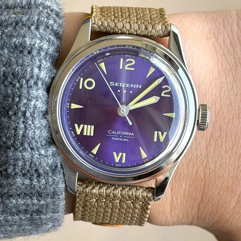 Classic Retro Arrow Pilot Watch Male Mens WWII 12 Mechanical Satch Manual Hand Wind Luminous Stain Steel Merkur 38mm Case