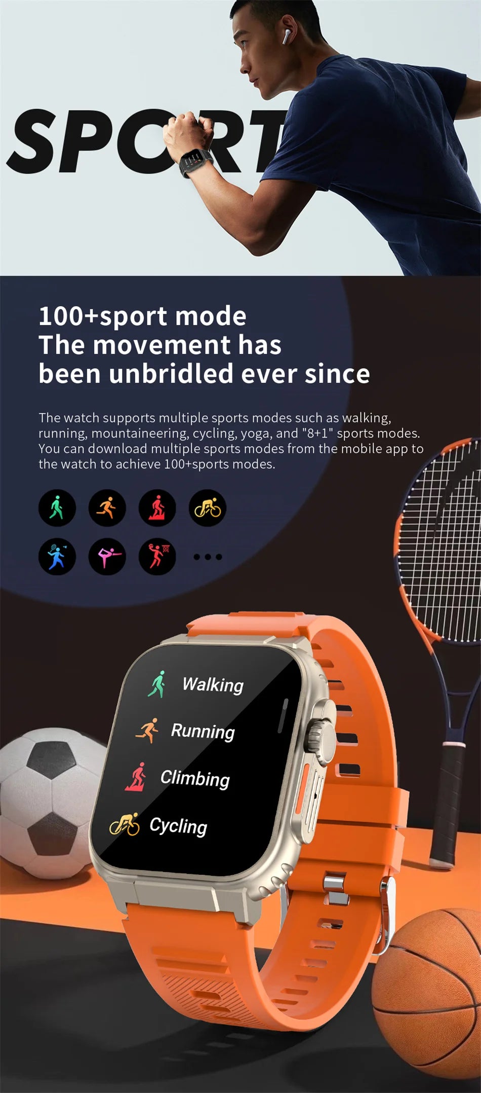 LIGE 600mAh New Ultra Smart Watch Men Bluetooth Call TWS Local Music Sport Clock 1.96'' IP68 Waterproof Relógio Smartwatch Women
