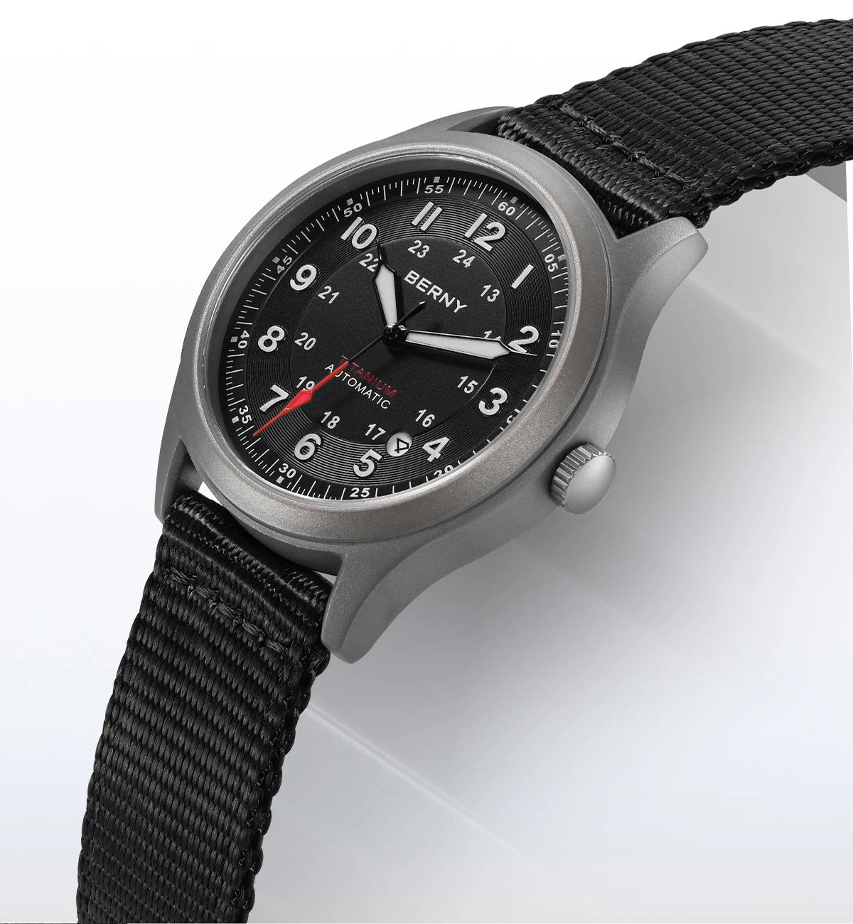 BERNY Titanium Automatic Men's Field Watches Date Sapphire Super Luminous Sports Easy Read Outdoor 10ATM Mechanical Watch
