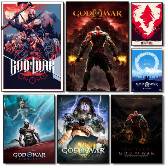 Game G-God Of War Poster Self-adhesive Art Room Entrance Restaurant Wall Decor Art Painting