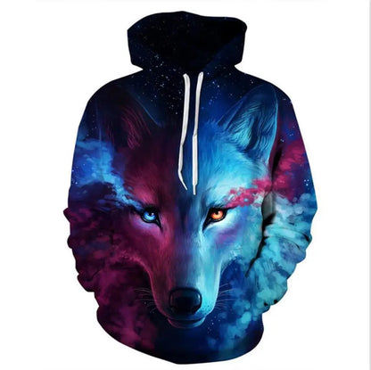 Felpe con cappuccio oversize 3D Animal Wolf da uomo e donna, moda casual, pullover hip hop Harajuku streetwear