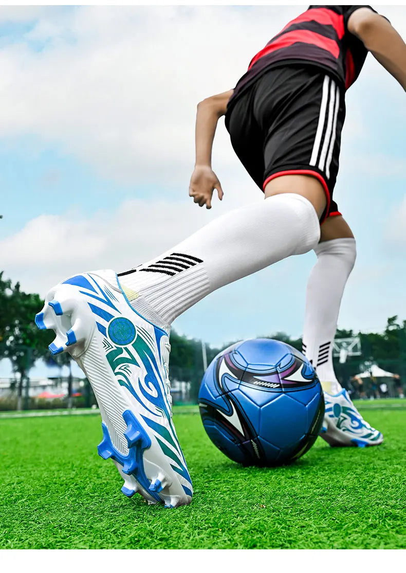 Original Soccer Cleats Men Training Shoes Outdoor Non-slip Children's Football Shoes Long Spikes Men's Futsal Shoes Size 32-45