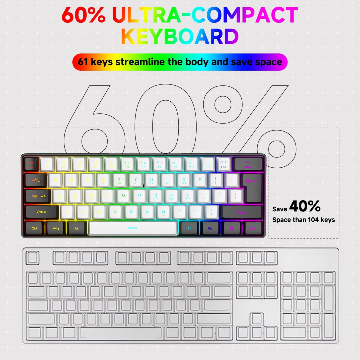 2026 New Best-Selling Portable Wired Mini-Mechanical Keyboard K61 Mini-Keyboard, Suitable For Playing Games, Compact And Convenient
