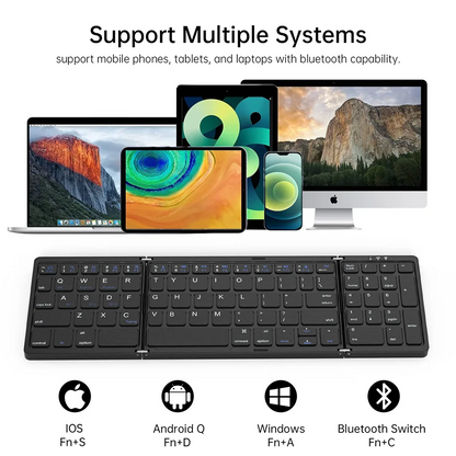 Teclado inalámbrico Bluetooth plegable recargable para iPad, móvil, tableta, portátil y oficina, mini teclado inalámbrico