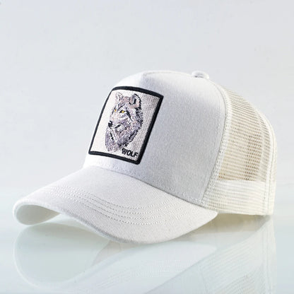 Modebaseballkasket med broderet ulve-patch, snapback, hiphop-trucker-kasket, til mænd og kvinder, udendørs, åndbar kasket med skygge
