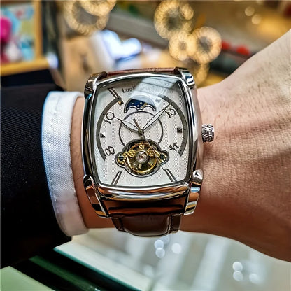 [Relógio mecânico de luxo com turbilhão] Relógio mecânico de luxo com turbilhão, leve, para homem – Modelo topo de gama totalmente automático, com o estilo «esqueleto» em voga, ideal para um look profissional ou