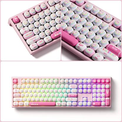 Teclado mecánico inalámbrico Akko MonsGeek MG108B Bun Wonderland, perfil MOG, RGB, 108 teclas, tamaño completo, hot swap, USB / 2.4G / BT 5.0