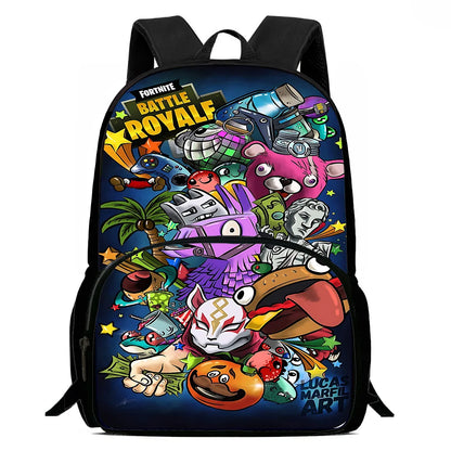 Mochilas Infantis com Design de Jogo Popular, Saco de Almoço e Estojo, Mochilas Escolares de Grande Capacidade para Alunos, Rapaz e Rapariga, Melhor Presente F-FortniteS