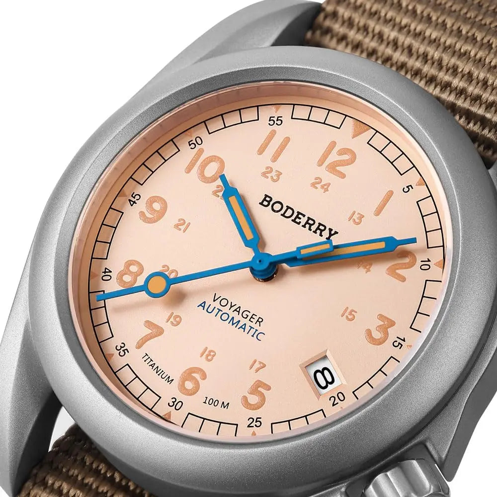 BODERRY Men Automatic Watch 40MM Titanium Pilot Sport Mechanical Wristwatch 100m Waterproof Sapphire C3 Luminous NH35
