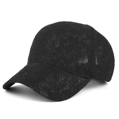Baseballkappen für Damen im Prinzessinnen-Stil mit Spitzenstickerei und Blumenmuster aus Netzstoff für Frühling und Sommer – atmungsaktive Snapback-Kappen für junge Damen BQ091