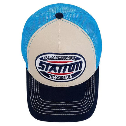 New Style Unisex Baseball Cap Classic STATION Letter Pattern Mesh Cap Men and Women Breathable Streetwear Summer Trucker Hat