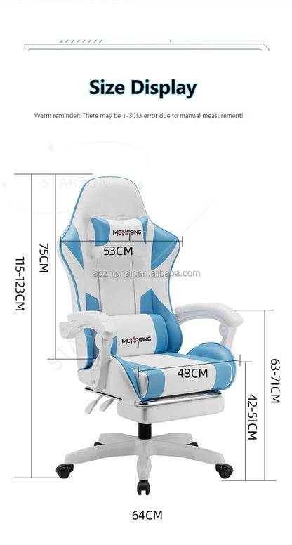 Sedia gaming e-sport ergonomica dal design moderno, con rotazione girevole, ruote e stile avvolgente, per ufficio, casa e postazione computer