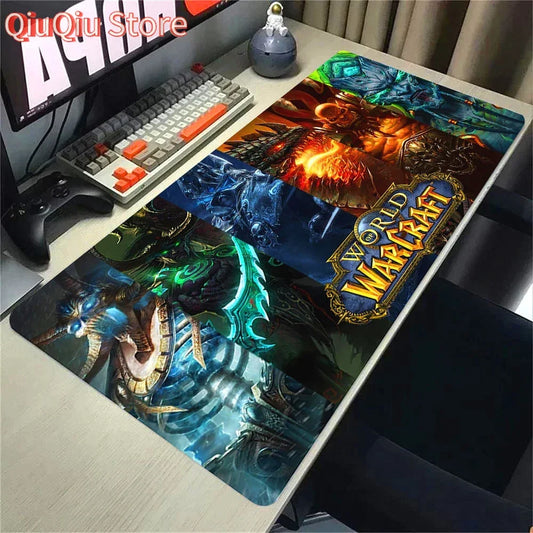 Mouse pad natural Horde Alliance din cauciuc, mare, pentru birou de computer și tastatură, model HD World Of Warcraft, mousepad gaming cu suprafață rapidă și margine cusută