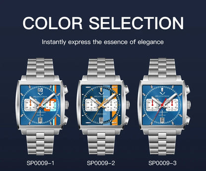 2024 Specht & Sohne New Classic Men's Quartz Watch Blue Color Stainless Steel Japan VK63 Movement Genuine Leather Montre Homme 39MM
