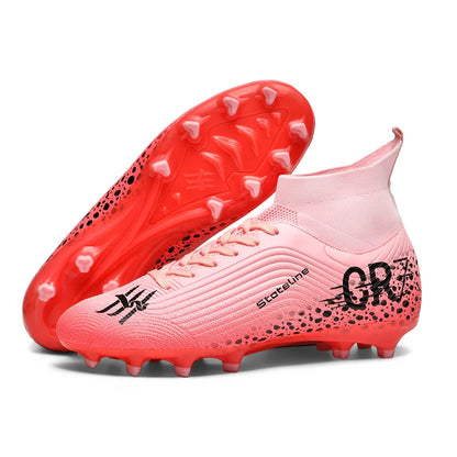 Chaussures de football professionnelles pour hommes/femmes, antidérapantes, à crampons FG, respirantes, chaussures d'entraînement à tige haute