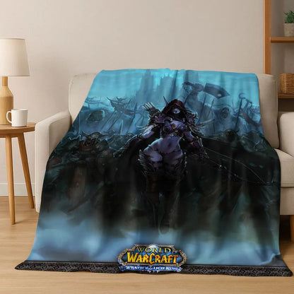 WOW World of Warcraft Arthas Demon Illidan Sylvanas flanellen deken, comfortabele zachte plaid voor thuis, slaapkamer, bed, bankovertrek of cadeau