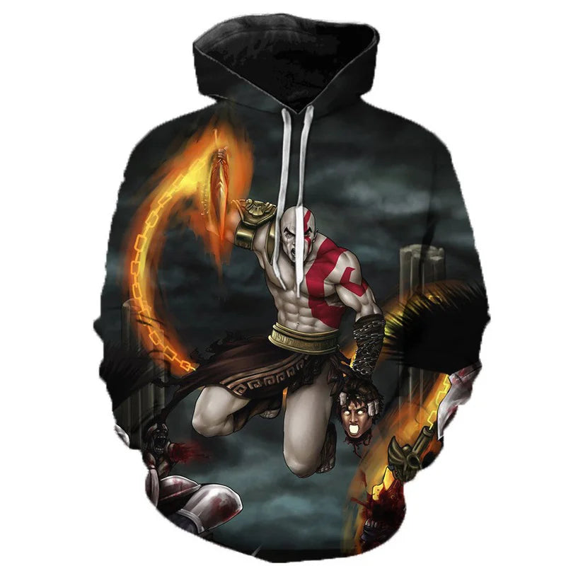 3D pop game God Of War printing Hoodies for men Kratos graphic hooded hoody kid fashion cool hip hop pullovers harajuku clothing