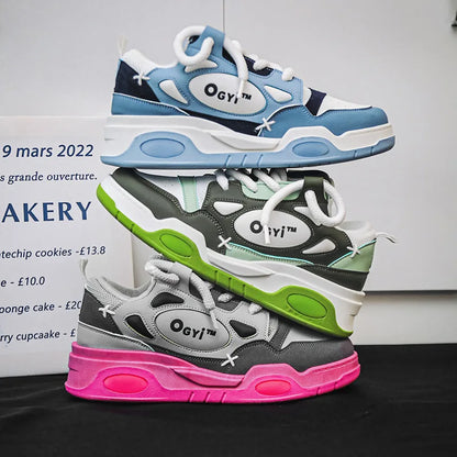 Baskets basses à lacets confortables pour hommes, chaussures à plateforme rehaussées, chaussures de skateboard décontractées, baskets d'extérieur, nouveau, 2023