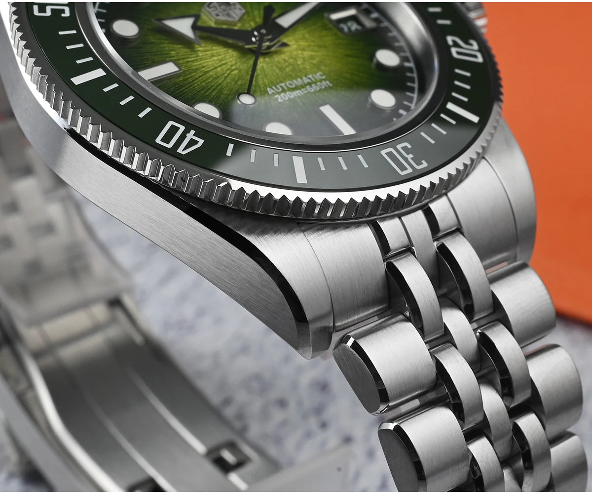 Orologio subacqueo di lusso da uomo San Martin 40mm, Miyota 9015, quadrante smaltato sunburst, automatico meccanico, impermeabile 200m, SN0148