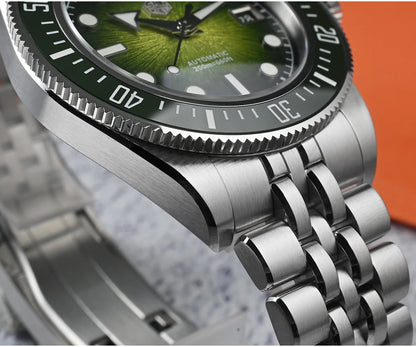Orologio subacqueo di lusso da uomo San Martin 40mm, Miyota 9015, quadrante smaltato sunburst, automatico meccanico, impermeabile 200m, SN0148