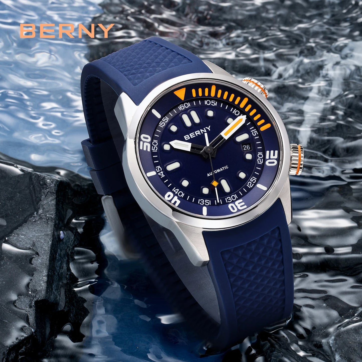 BERNY Automatic Professional Diving Watch for Men Super Luminous Scratch-resistant Sapphire Lens Top Mechanical Diver Watches