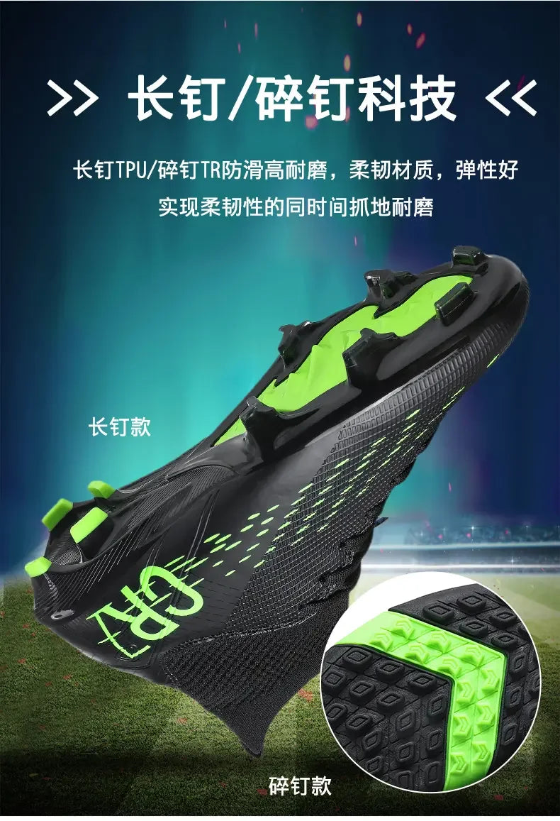 TF Long Stud Training Football Cleats Wear-Resistant Breathable Firm Ground Outdoor Match Training Sports Footwear