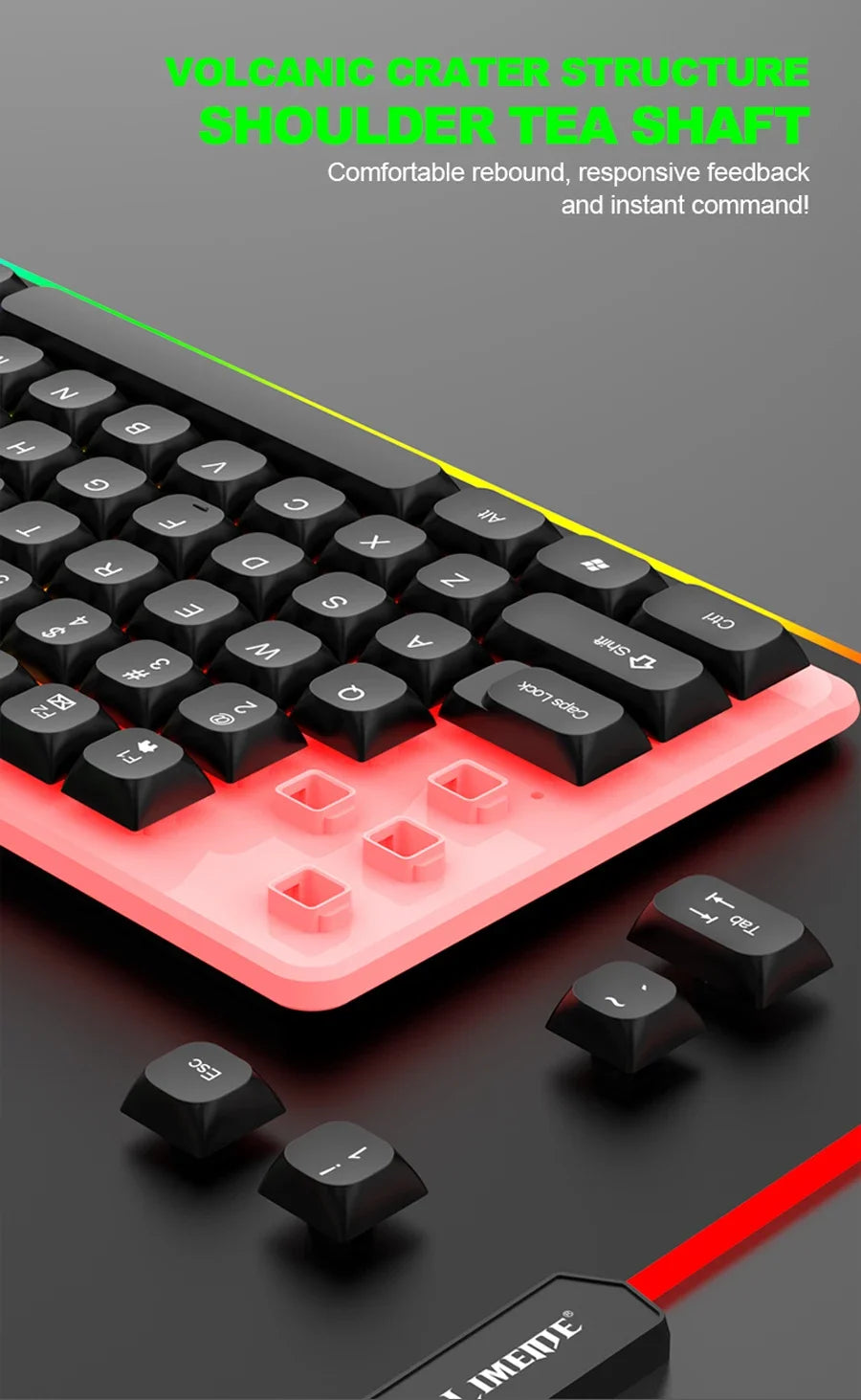 Conjunto gaming NG GTX350 com teclado e rato para computador portátil, retroiluminação LED, teclado USB com fio GTX350, preto