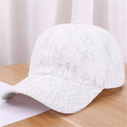 Baseballkappen für Damen im Prinzessinnen-Stil mit Spitzenstickerei und Blumenmuster aus Netzstoff für Frühling und Sommer – atmungsaktive Snapback-Kappen für junge Damen BQ091