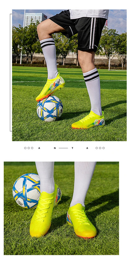 New Men's Soccer Shoes FG Non-Slip Long Spikes Football Boots Soccer Cleats Training Shoes Match Ultralight Outdoor Drop Shipping