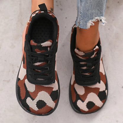 Camouflage Women's Shoes Wide Toe Breathable Mesh Comfortable Flat Bottom Barefoot Shoes New Soft Sole Men's Sneakers