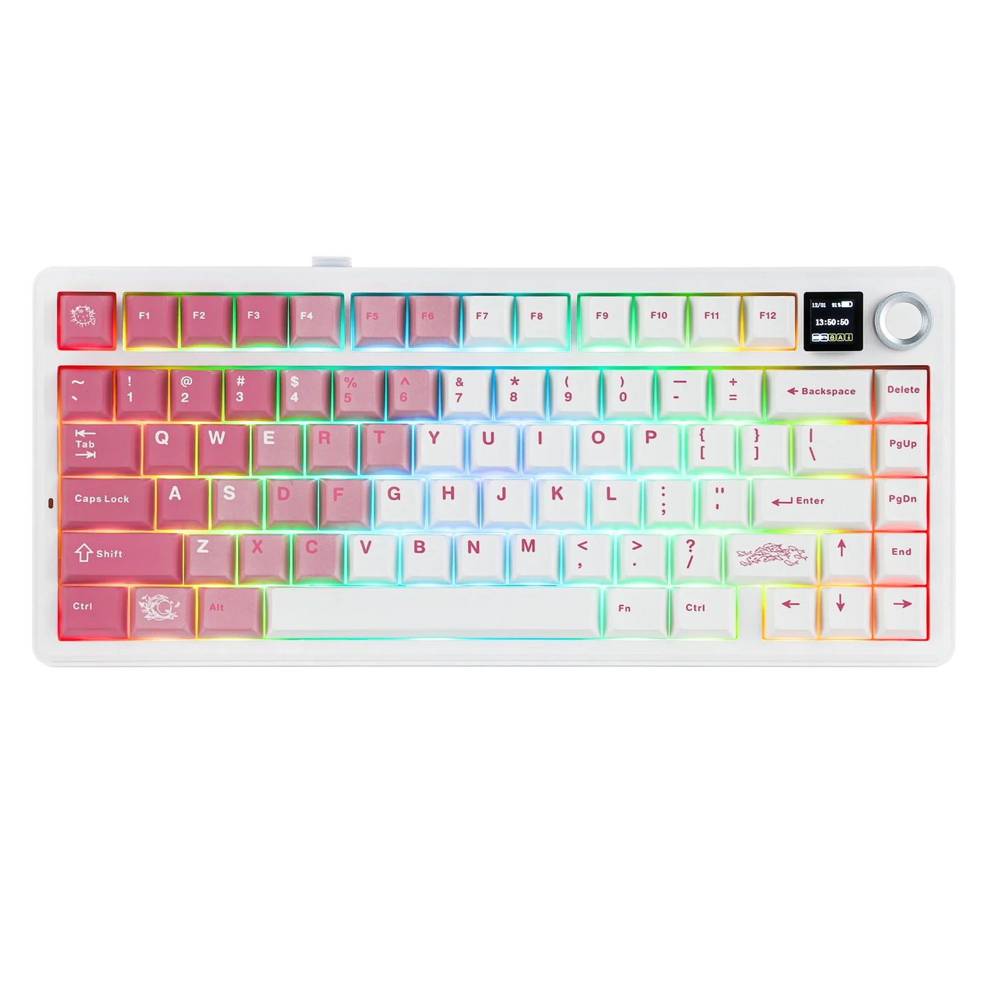 Teclado mecánico inalámbrico EPOMAKER X AULA F75 MAX compacto 75% con distribución ANSI, conexión por cable/Bluetooth/2.4GHz, pantalla TFT y perilla