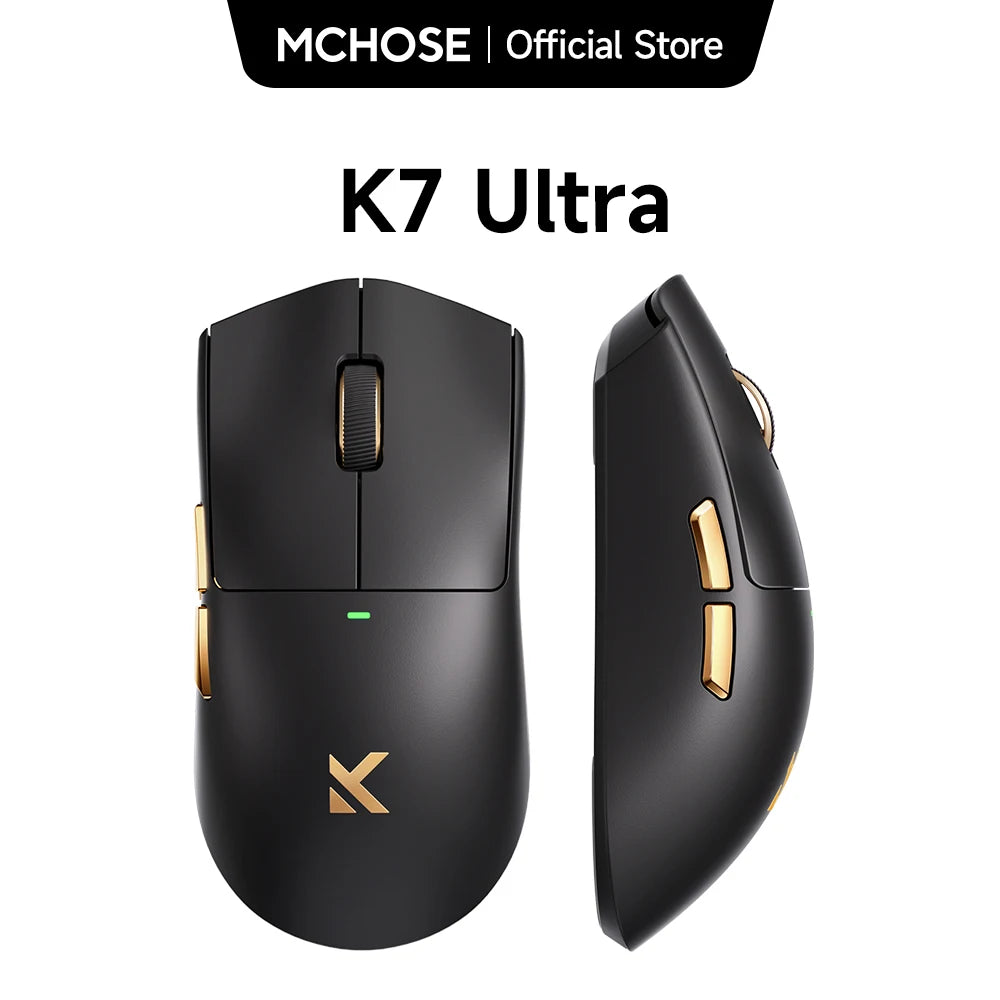 Rato Gaming Sem Fios MCHOSE K7 Ultra PAW3950 com Dupla Taxa de Polling 8K, Base de Carregamento Sem Fios Magnética Leve, Esports e Escritório
