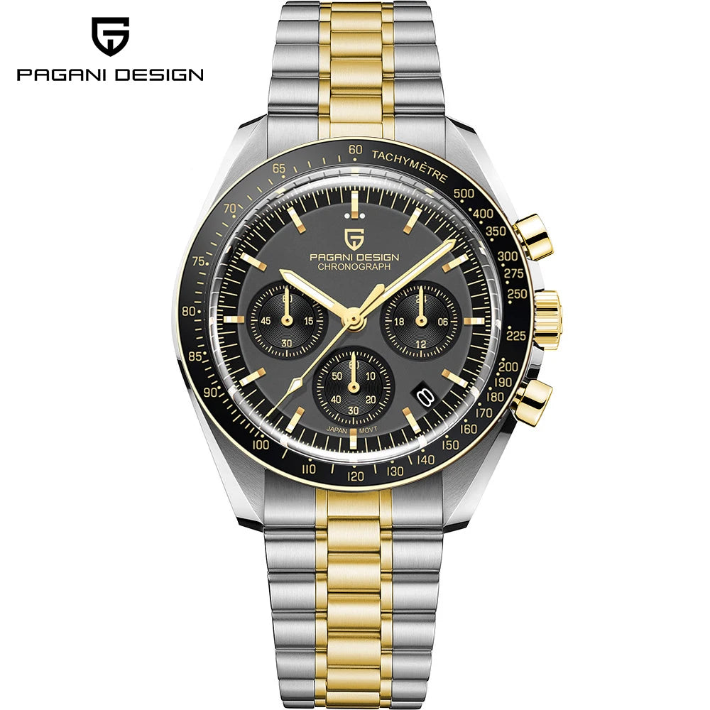PAGANI DESIGN 2026 New V6 Moon Watches Men Luxury Quartz Watch For Men Speed Sport Chronograph AR Sapphire crystal Wristwatch