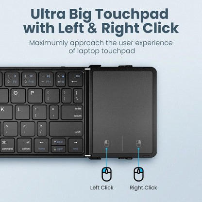 JOMAA Foldable Bluetooth Wireless Keyboard With Touchpad Portable Rechargeable 63 Keys Slim Keyboard for Windows 7/8/10/iOS
