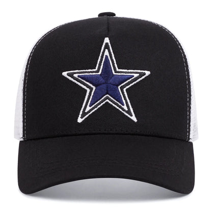 Simple symbol five-pointed star Embroidery outdoors  baseball cap Summer breathability Hip hop mesh cap trucker hat