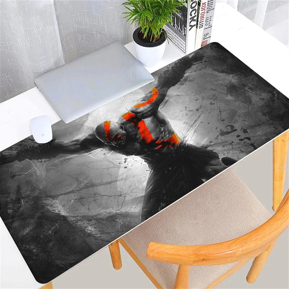 Large Game God of War Mousepad XL Desktop Natural  Rubber Desk Mat Kawaii Gaming Accessories Students Writing Pad Desk Mat 80x30