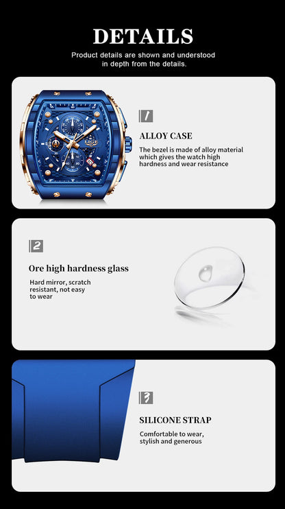 Relógio de Homem LIGE — Moda de Luxo, Impermeável, Bracelete em Silicone, Quartzo, Luminoso, Desportivo, Data Automática e Cronógrafo Simples