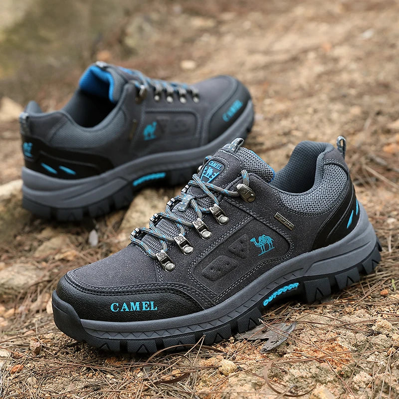 Classic Black Men's Hiking Shoes Outdoor Low-Cut Climbing Walking Shoes Trekking Sneakers Non-Slip Mountaineering Shoes for Men