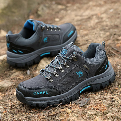 Classic Black Men's Hiking Shoes Outdoor Low-Cut Climbing Walking Shoes Trekking Sneakers Non-Slip Mountaineering Shoes for Men